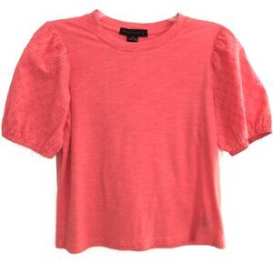 Sanctuary Coral Eyelet Puff Sleeve T Shirt Size XS